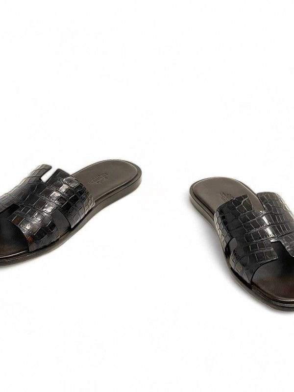 Шлепанцы Hermes Izmir Sandal из кожи крокодила