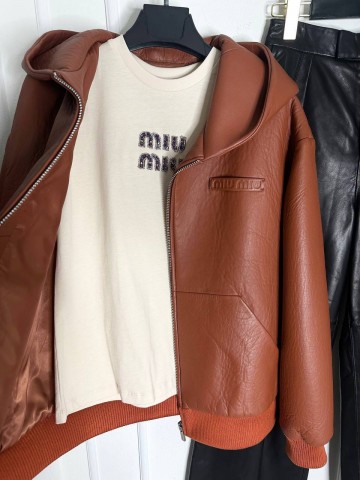 Кожаная куртка MIU MIU