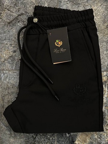 Мужские чёрные штаны Loro Piana logo-embroidered