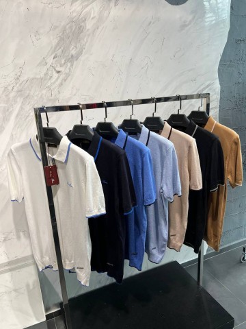 Мужское чёрное поло Loro Piana zip-neck