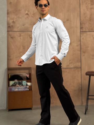 Мужская белая рубашка Loro Piana logo-embroidered