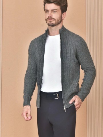 Кашемировый свитер Loro Piana Premium zip-up - Dark Grey