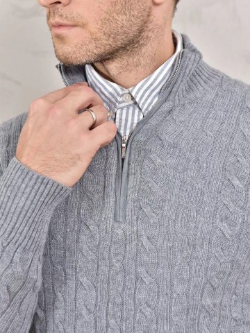 Кашемировый свитер Loro Piana Premium zip-neck - Grey