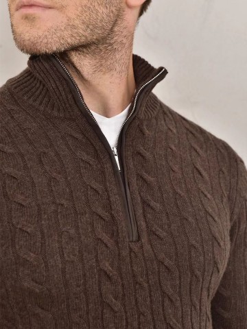 Кашемировый свитер Loro Piana Premium zip-neck - Brown