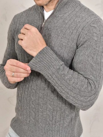 Кашемировый свитер Loro Piana Premium zip-neck - Dark Grey