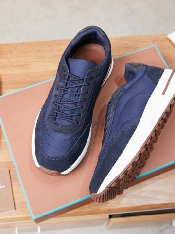 Замшевые кроссовки Loro Piana Week End Walk - Navy