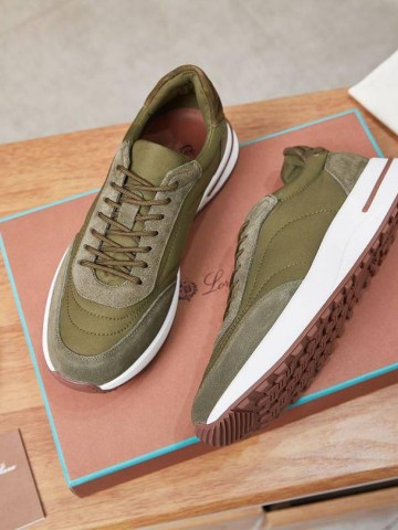 Замшевые кроссовки Loro Piana Week End Walk - Green