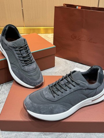 Замшевые кроссовки Loro Piana Week End Walk - Grey