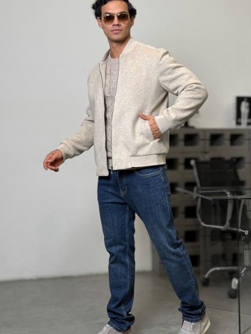 Мужской бомбер Loro Piana бежевого цвета