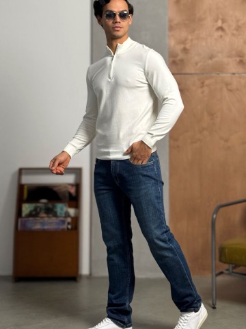 Мужские джинсы тёмно-синего цвета Loro Piana regular fit