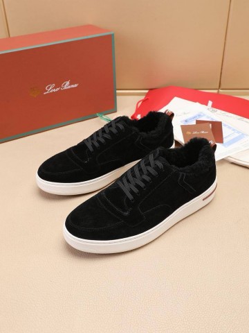 Кроссовки с мехом Loro Piana Newport Walk - Black