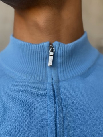 Голубой джемпер Loro Piana Zip Neck