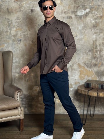 Мужская рубашка Loro Piana logo-embroidered - Brown