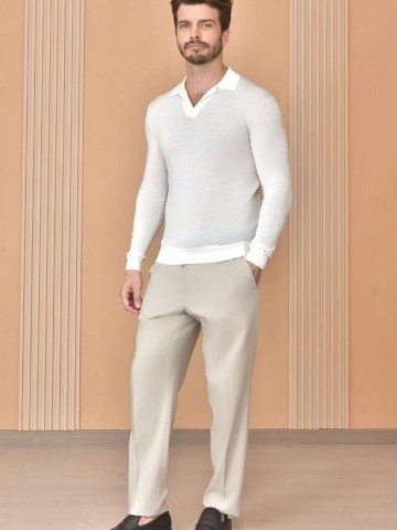 Поло с длинным рукавом Loro Piana Premium - Beige