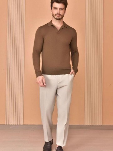 Поло с длинным рукавом Loro Piana Premium - Caramel