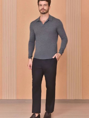 Поло с длинным рукавом Loro Piana Premium - Light Flower Gray