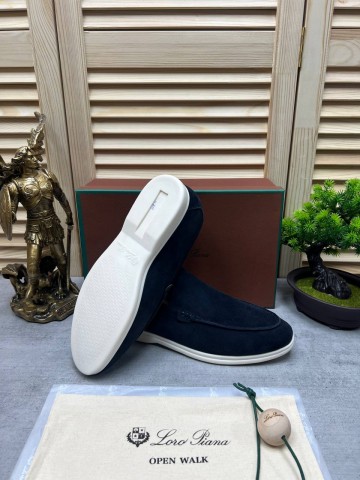 Мужские замшевые лоферы Loro Piana Open Walk - Navy