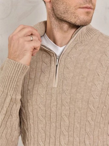 Кашемировый свитер Loro Piana Premium zip-neck - Beige