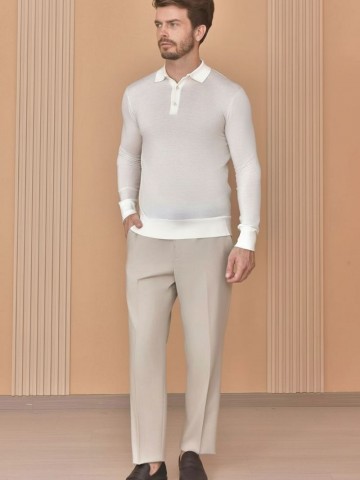 Поло с длинным рукавом Loro Piana Premium - Beige