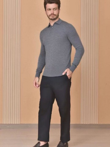 Поло с длинным рукавом Loro Piana Premium - Light Flower Gray