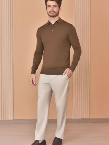 Поло с длинным рукавом Loro Piana Premium - Caramel