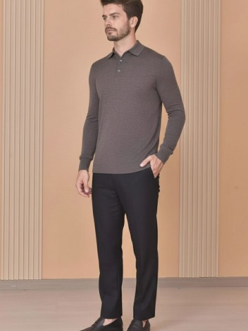 Поло с длинным рукавом Loro Piana Premium - Gray Coffee