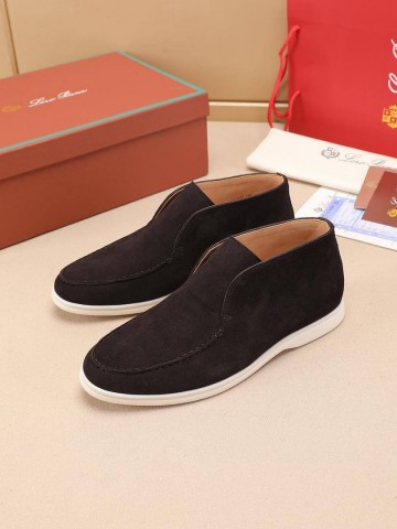 Замшевые лоферы с меховой стелькой Loro Piana Open Walk - Brown