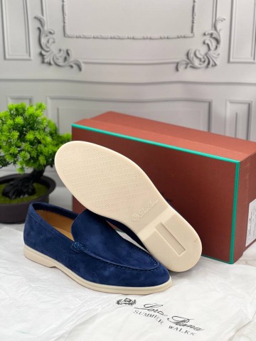 Замшевые лоферы Loro Piana Summer Walk - Navy