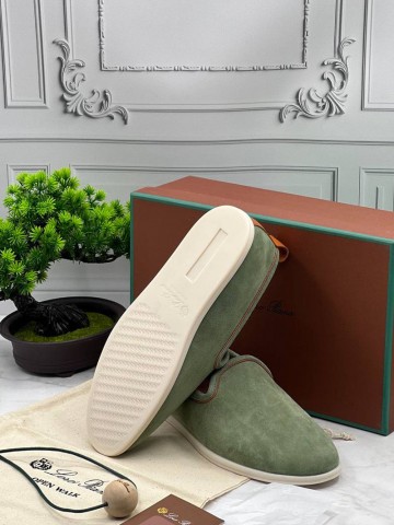 Мужские замшевые лоферы Loro Piana Venice Walk - Green