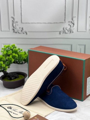 Мужские замшевые лоферы Loro Piana Venice Walk - Blue