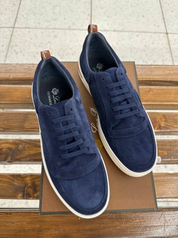 Мужские замшевые кроссовки Loro Piana Newport - Navy