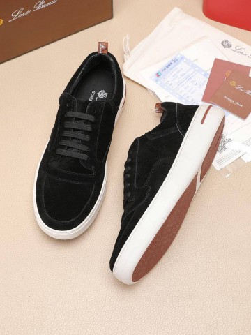 Мужские замшевые кроссовки Loro Piana Newport - Black