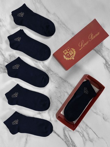 Комплект тёмно-синих носков Loro Piana brown logo