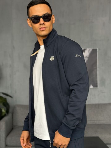 Кофта на молнии Loro Piana logo-embroidered - Navy