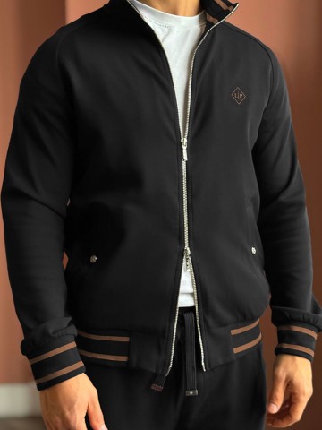 Мужская кофта на молнии Loro Piana monogram - Black