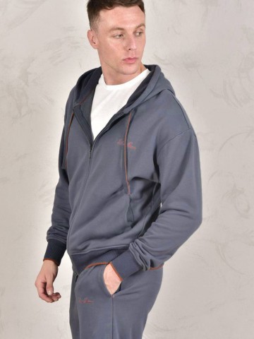 Кофта на молнии Loro Piana Premium signature logo - Denim Blue