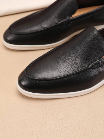 Мужские кожаные лоферы Loro Piana Summer Walk - Black