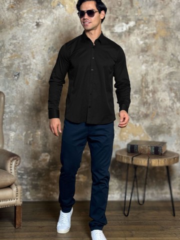 Мужская рубашка Loro Piana чёрного цвета