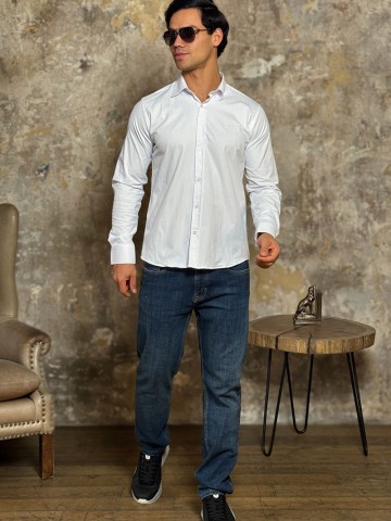 Мужская рубашка Loro Piana белого цвета