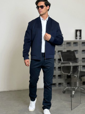 Мужской бомбер Loro Piana синего цвета