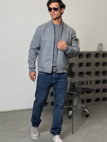 Мужской бомбер Loro Piana серого цвета