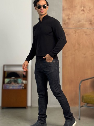 Чёрный джемпер Loro Piana Zip Neck