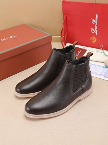 Кожаные ботинки с мехом Loro Piana