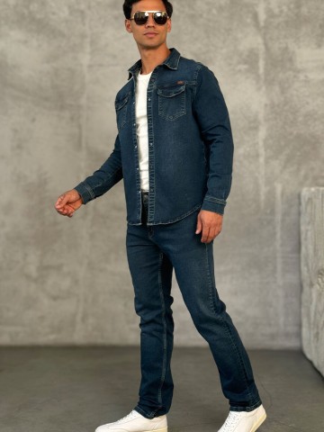 Джинсовая рубашка Loro Piana тёмно-синего цвета