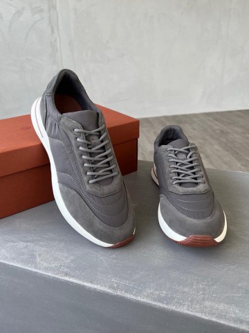 Замшевые кроссовки Loro Piana Week End Walk - Grey