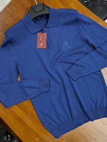 Поло с длинным рукавом Loro Piana цвета индиго