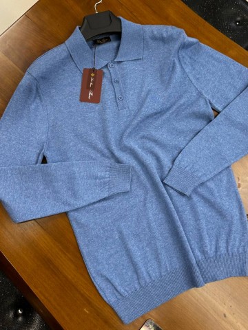 Поло с длинным рукавом Loro Piana голубого цвета