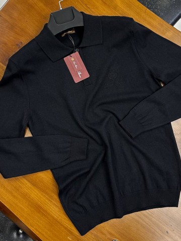 Поло с длинным рукавом Loro Piana чёрного цвета