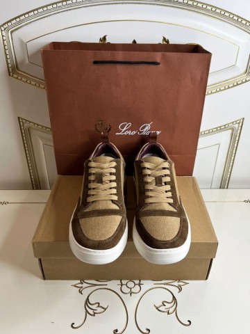 Комбинированные кроссовки Loro Piana Newport - Brown