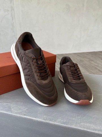 Замшевые кроссовки Loro Piana Week End Walk - Brown